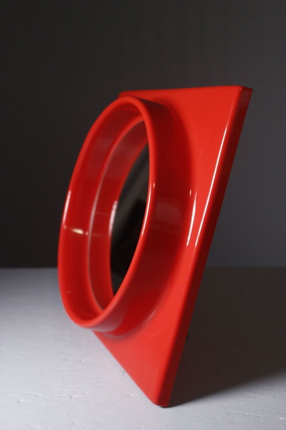 Image 1 of Space Age 1970s design mirror ARTIPRESENT glossy red ABS