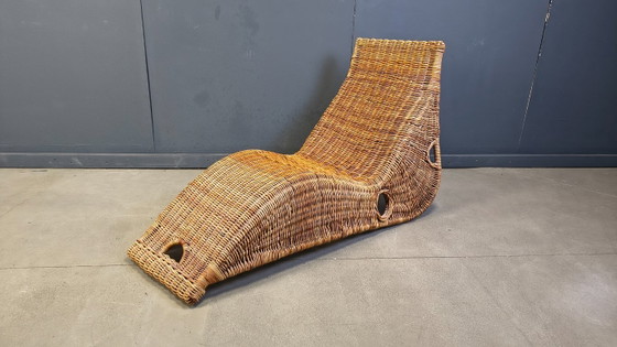 Image 1 of Chaise longue vintage en osier, années 1980