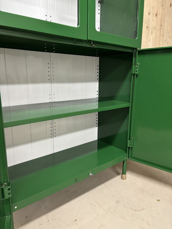 Image 1 of Green vintage apothecary cabinet - display cabinet