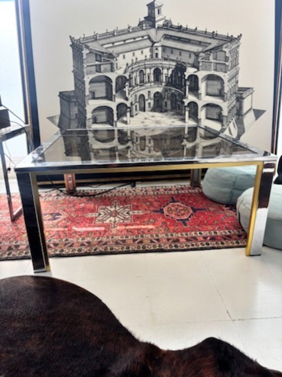 Vintage Koffietafel In De Willy Rizzo Stijl – Salontafels, Glass, Metal (photo 2 of 5)