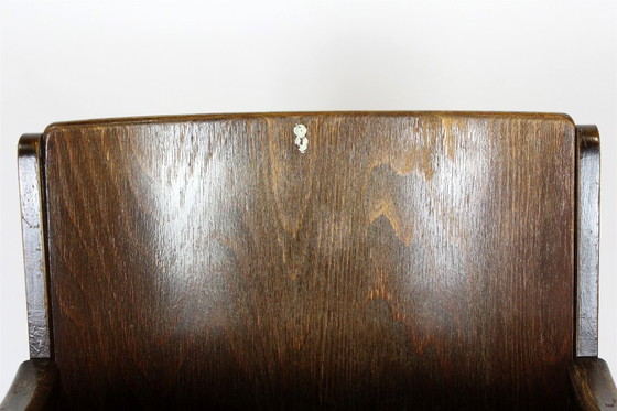 Image 1 of Fauteuil de cinéma vintage TON (Thonet), tchèque des années 1940, siège de théâtre en bois