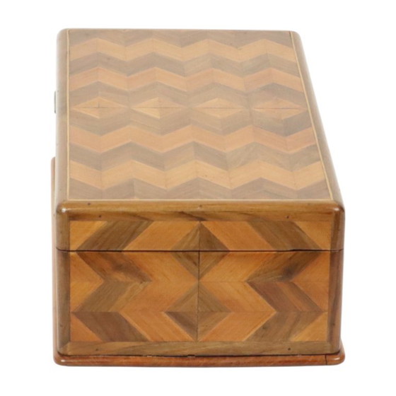 Image 1 of Schmuckkästchen aus Holz, Chevron-Muster, Art Deco