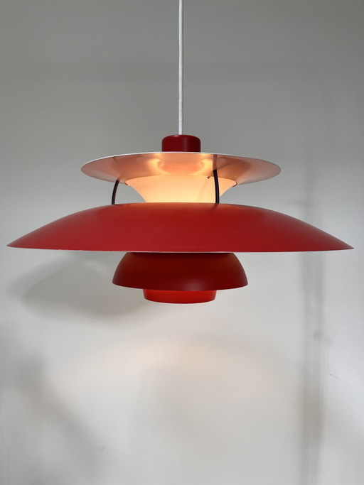Iconic Red Louis Poulsen PH 5 Pendant Light
