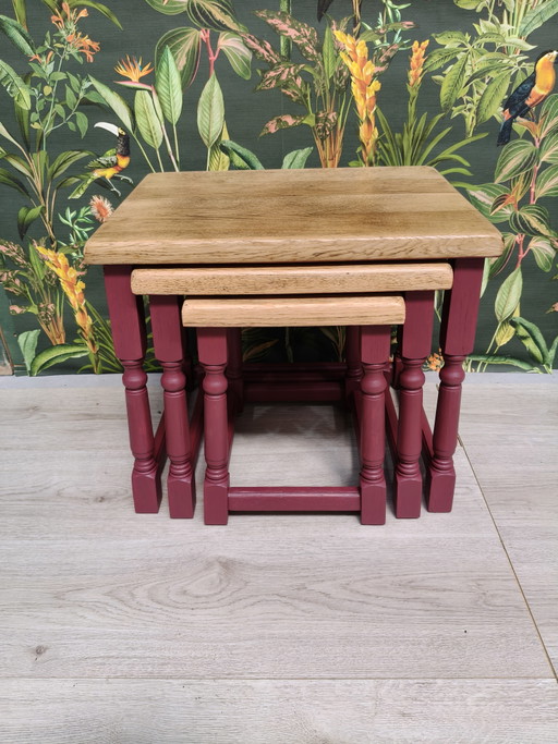 Vintage Bijzettafeltjes, Set Van 3 – Wood