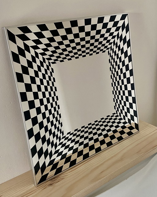 Vintage DeKnudt Op-Art-Spiegel