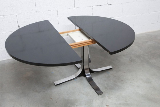 Image 1 of Osvaldo Borsani black and chrome round height-adjustable table with extension