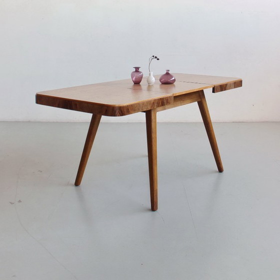 Image 1 of Extendable Dining Table, Mid-Century Modern, Czechoslovakia, Vintage 1960s 1970s, Completely Restored