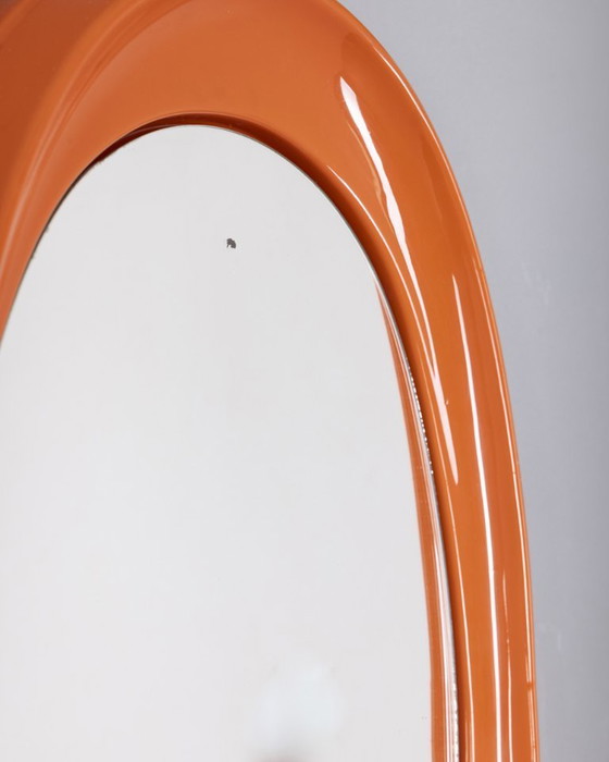 Image 1 of Specchio da parete vintage anni 70 in plastica arancione design Italiano