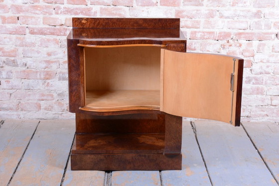 Par de mesitas de noche Art Déco restauradas, de madera de haya, de estilo polaco recuperado, Francia, (photo 10 of 19)
