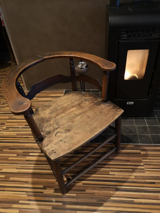 Image 1 of Antique solid wood armchair with armrests - Authentic rustic style