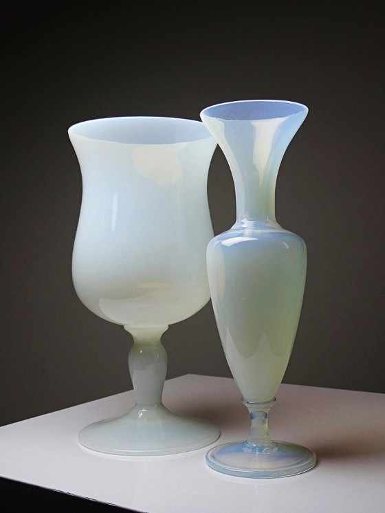 Image 1 of Duo of vintage opaline soap bubble vases