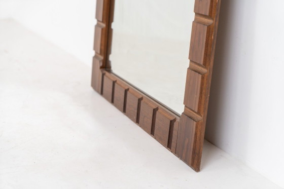 Image 1 of Sculptural graphic wall mirror (Sweden, 1960s).