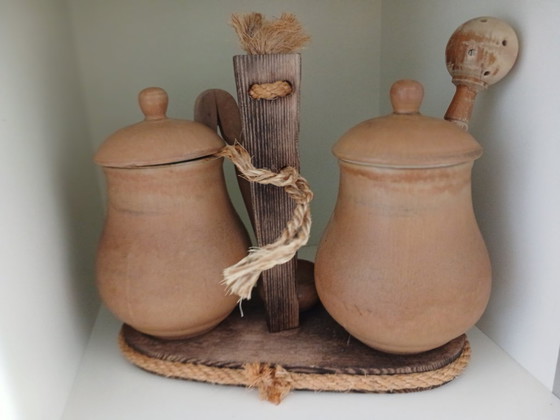 Set Vintage Francese in Gres per Olive e Cetriolini – Servizi da tavola, Ceramic, Wood (photo 3 of 5)