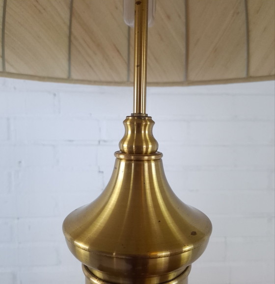 Vintage mushroom brass XL table lamp mid century modern – Textile (photo 5 of 12)