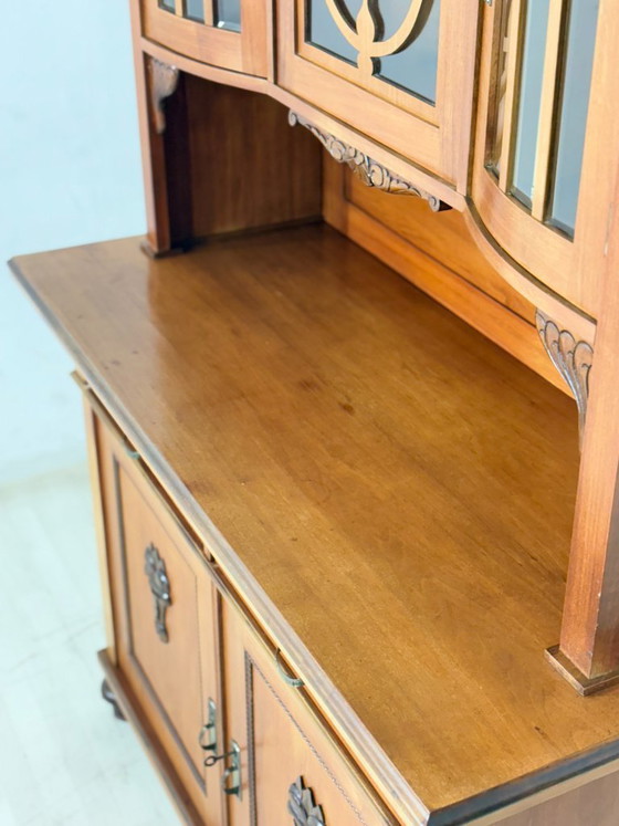 Image 1 of Antik Küchenbuffet um 1900 | Jugendstil Küchenschrank | 2-teilig | Massivholz-Eiche