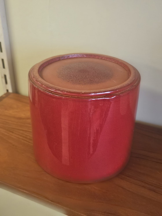 Image 1 of Large Vintage Red Flowerpot Red