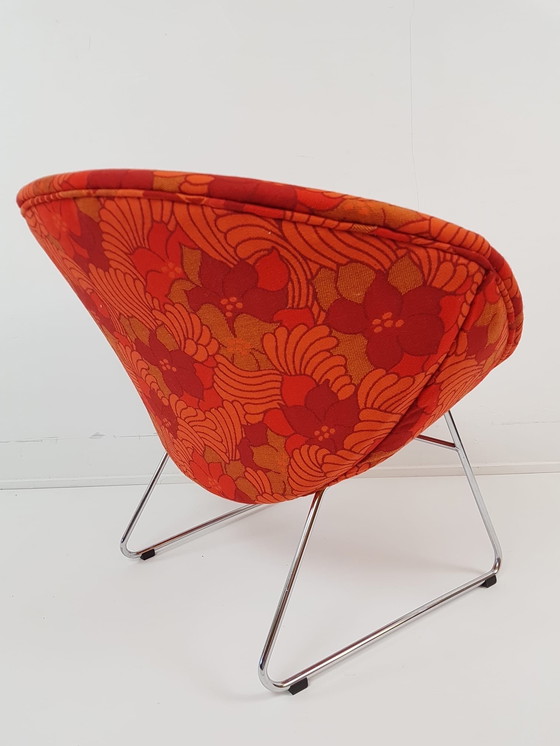 Image 1 of Vintage Rudolf Wolf fauteuil nieuw gestoffeerd wol bloemen Rohe