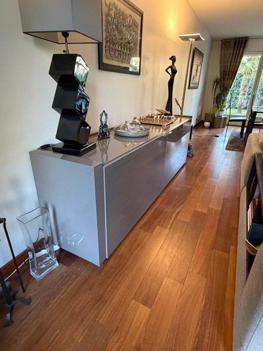 Crozatier sideboard/display case in taupe varnished color