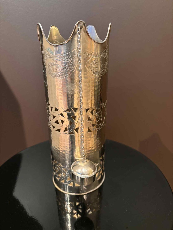 Image 1 of Handmade Moroccan Metal Water Bottle Cover with Stopper