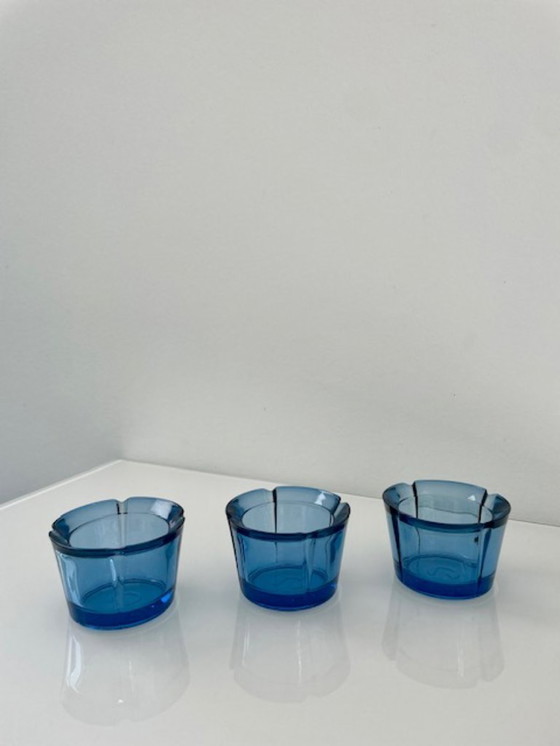 Image 1 of 3x Rosendahl Dänisches Design Kerzenhalter blau Glas