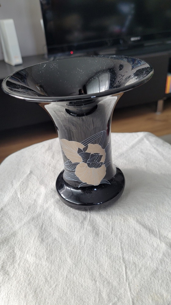 Hutschenreuther - Schwarze Leonard Vase Art Deco – Vasen, Glass (photo 2 of 5)