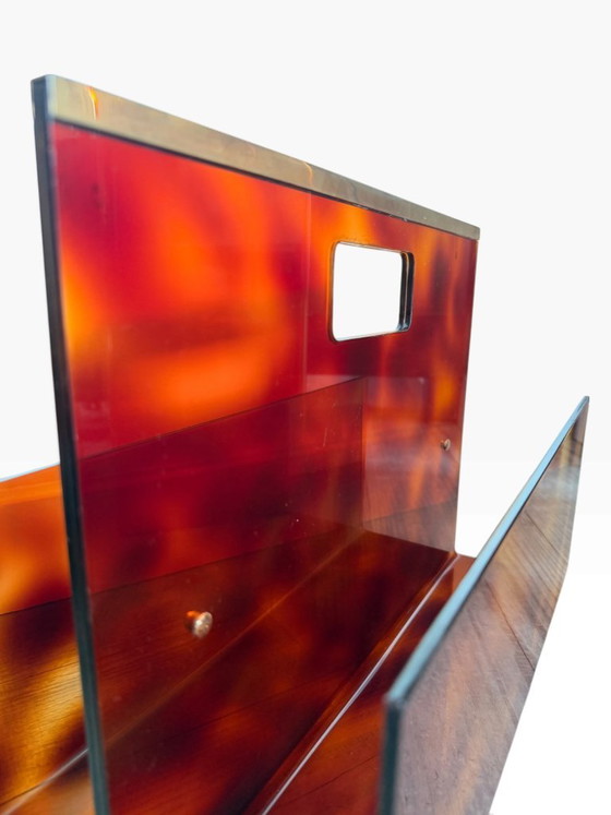 Portariviste e portaombrelli in Plexiglas tartarugato e ottone 1970 – Michel Dumas (photo 12 of 12)