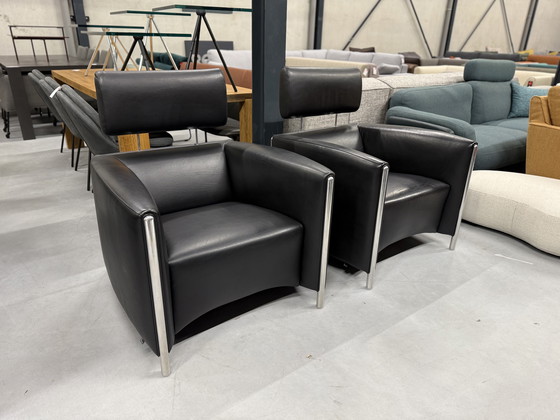 Image 1 of 2 poltrone Leolux Goncharov in pelle nera