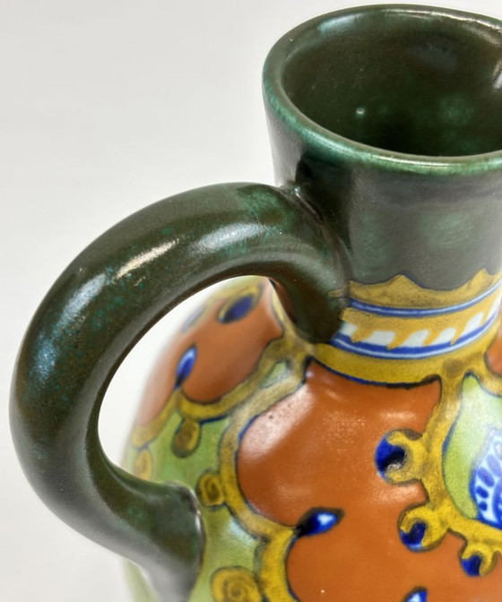 Brocca in ceramica antica dipinta a mano, Plateelbakkerij Zuid-Holland (PZH), Oggetti decorativi, Verde (foto 6 di 7)