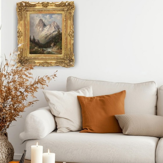 Image 1 of Mountain Landscape, Oil Painting on Board