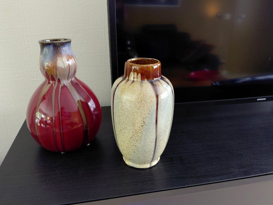 Vintage Art Déco Druipglazuur Vaas, Thulin België Model 90-2 – Thulin Faiencerie, Vazen, Ceramic (photo 10 of 10)