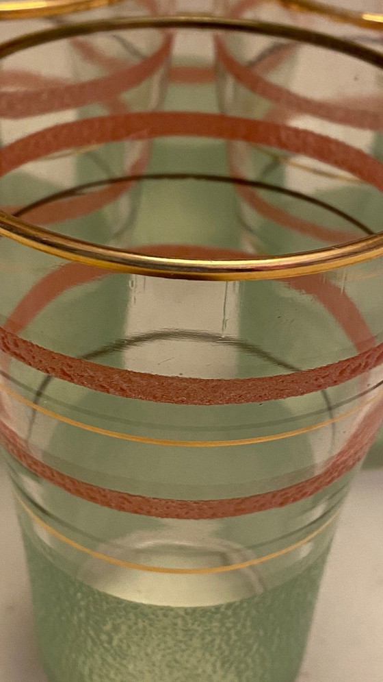Image 1 of vintage glasses with gold accents mcm (set of 6)