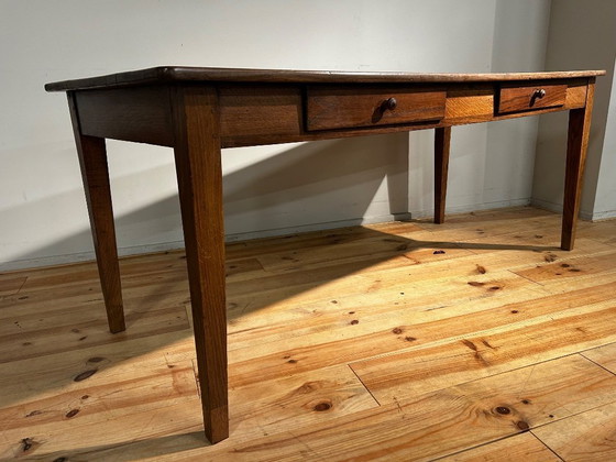 Image 1 of Antique oak country farmhouse table, 19th century