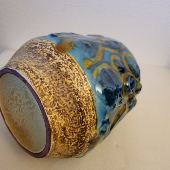 Vaso in ceramica Fat Lava blu e marrone, Carstens Tonieshoff, Vasi, Mid Century Modern (foto 11 di 14)