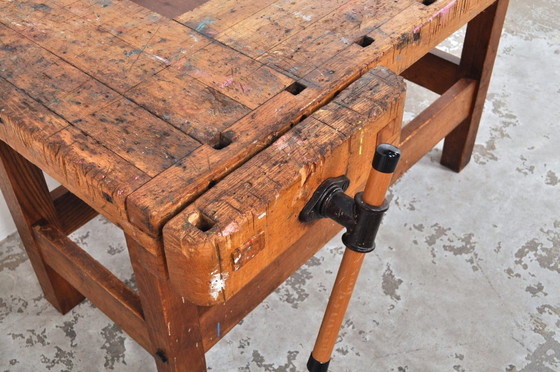 Image 1 of Vintage beech and oak workbench Nooitgedagt