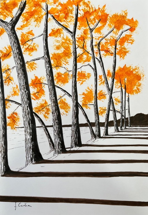 Encre sur papier blanc  Format 30x21cm. 