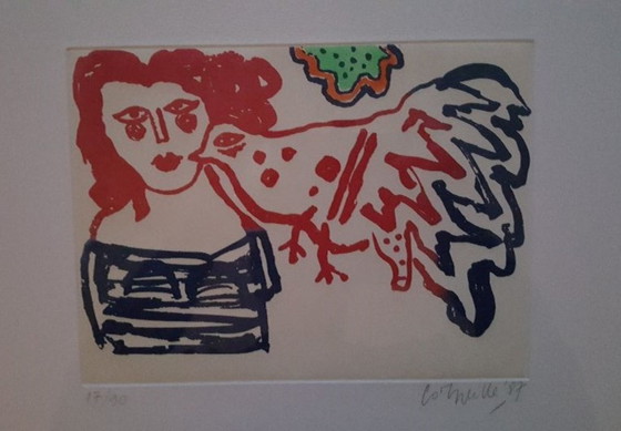 Image 1 of Corneille (CoBrA) - ‘Donna e uccello’ (Acquatinta)