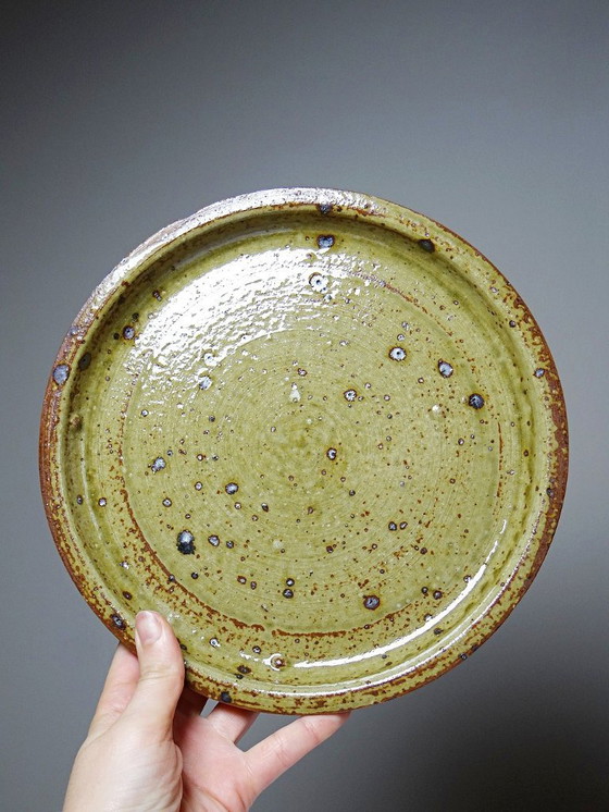 Image 1 of Service à condiments vintage grès pyrité émaillé artisanal style Baudat La Borne