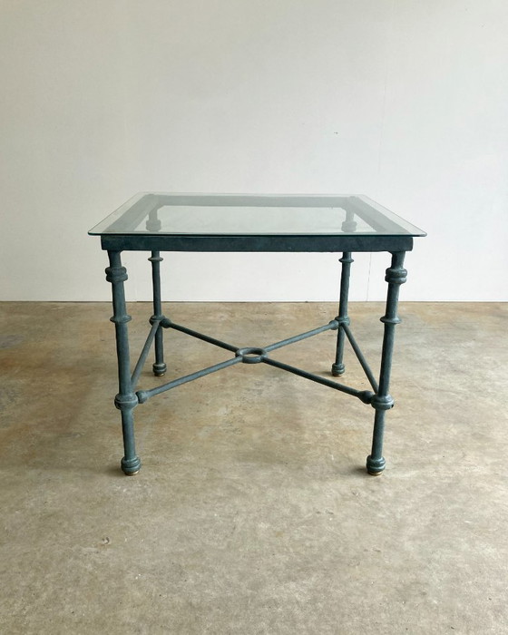 Image 1 of Vintage sculptural metal coffee table with a patina finish