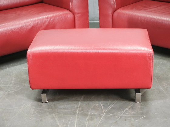 Fauteuils Lounge Oversize en Cuir Rouge et Ottoman Wittmann, Autriche (photo 17 of 20)