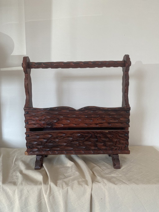 Support de lecture en bois vintage brutaliste