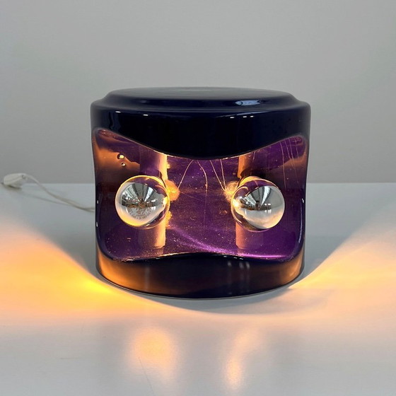 Image 1 of Purple / Night Blue Stacking Ceramic Table Lamp from Perdomello 70 Italy, 1970s