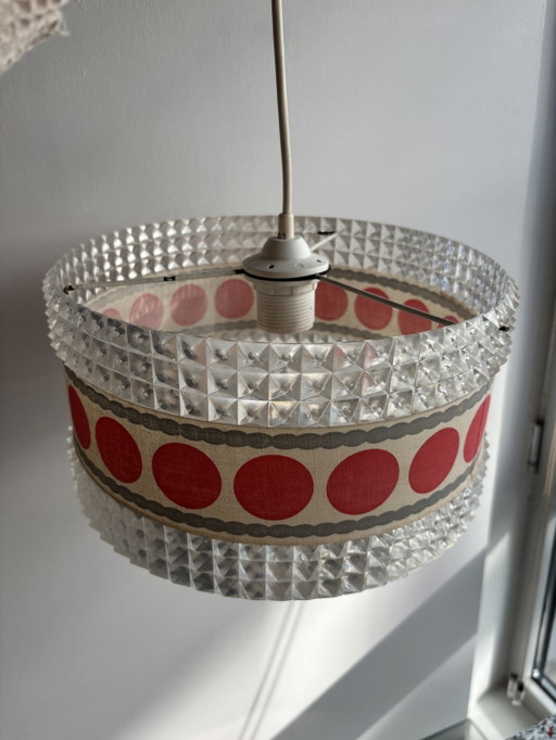 Suspension Pop Art Vintage – Plastique transparent et rouge – Années 60/70 – Style Âge spatial – hanglampen (photo 2 of 5)