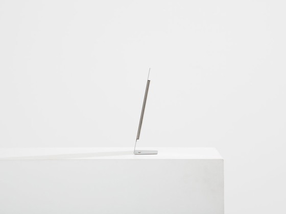 Image 1 of Gabriella Crespi voor Christian Dior geborstelde stalen kaptafelspiegel 1970