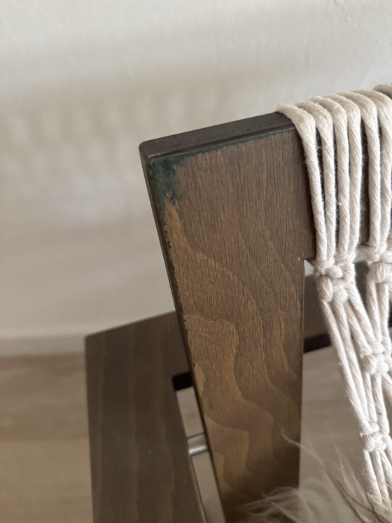 Vintage design hammock chair lounge stoel – hout & macramé – Fauteuils, Textile (photo 10 of 10)