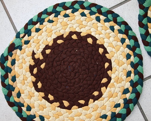 Tappeti antichi americani intrecciati, realizzati a mano, 38 cm (1,2 piedi), anni '40 - 1C459