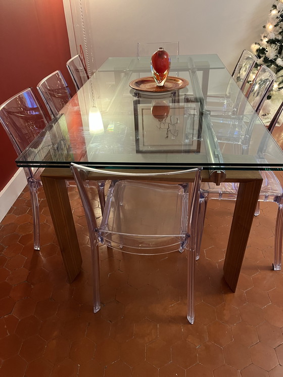 Image 1 of Mesa de vidrio y madera