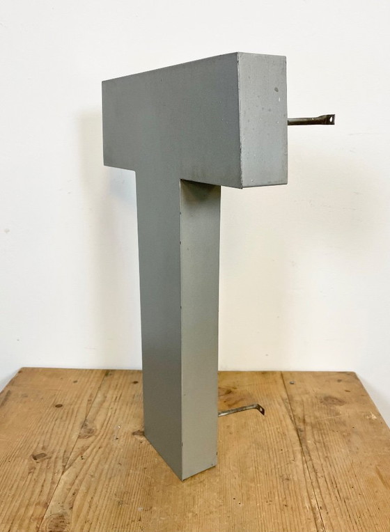 Image 1 of Large Vintage Grey Iron Facade Letter T, 1970s