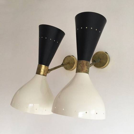 Image 1 of Pair of large Italian wall sconces, 1950s design