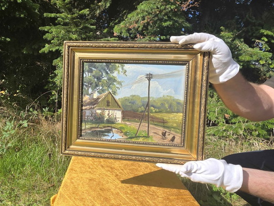 Vintage Farmhouse Landscape Oil Painting – Paintings & Drawings, Canvas (photo 2 of 11)