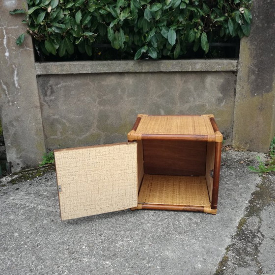 Image 1 of Rattan Cube with Storage Around 1960